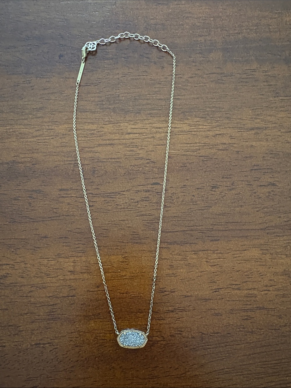 Kendra Scott Gold Druzy Pendant Necklace - Gray Sparkle